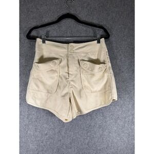 Cider Womens Size M Ivory‎ High Waist Utility Shorts Pockets Preppy Casual